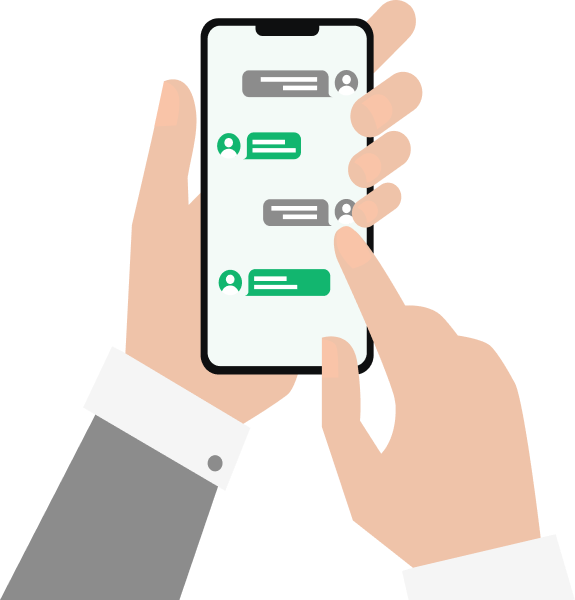 患者様がスマートフォンでLINEチャットボットに問い合わせる様子